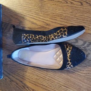 Vince Camuto Spotted Brown/Black Cheetah Suede Flats